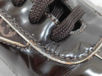 LOUIS VUITTON Enamel Monogram Low-Cut Sneakers, Size 22.5cm
