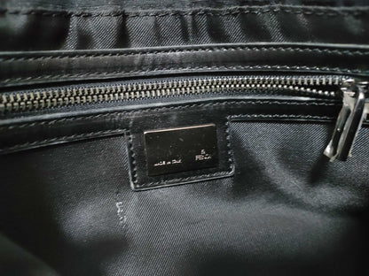 FENDI Zucca pattern Zucchino shoulder bag in black canvas and leather, 8BR320