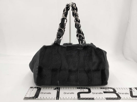 CHANEL Handbag, Harako Leather, Black, 8610456