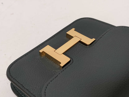 HERMES U Stamp Constance Slim Bicolor Epson Dark Green U Stamp AK 007 08 Wallet