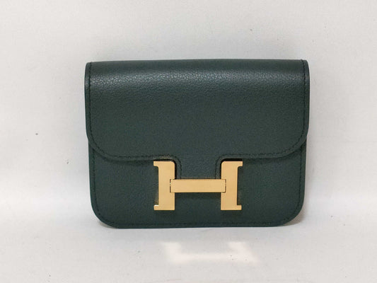 HERMES U Stamp Constance Slim Bicolor Epson Dark Green U Stamp AK 007 08 Wallet