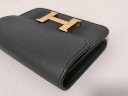 HERMES U Stamp Constance Slim Bicolor Epson Dark Green U Stamp AK 007 08 Wallet