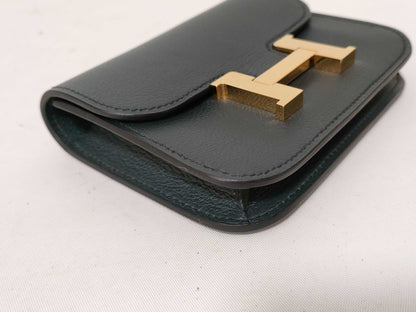 HERMES U Stamp Constance Slim Bicolor Epson Dark Green U Stamp AK 007 08 Wallet