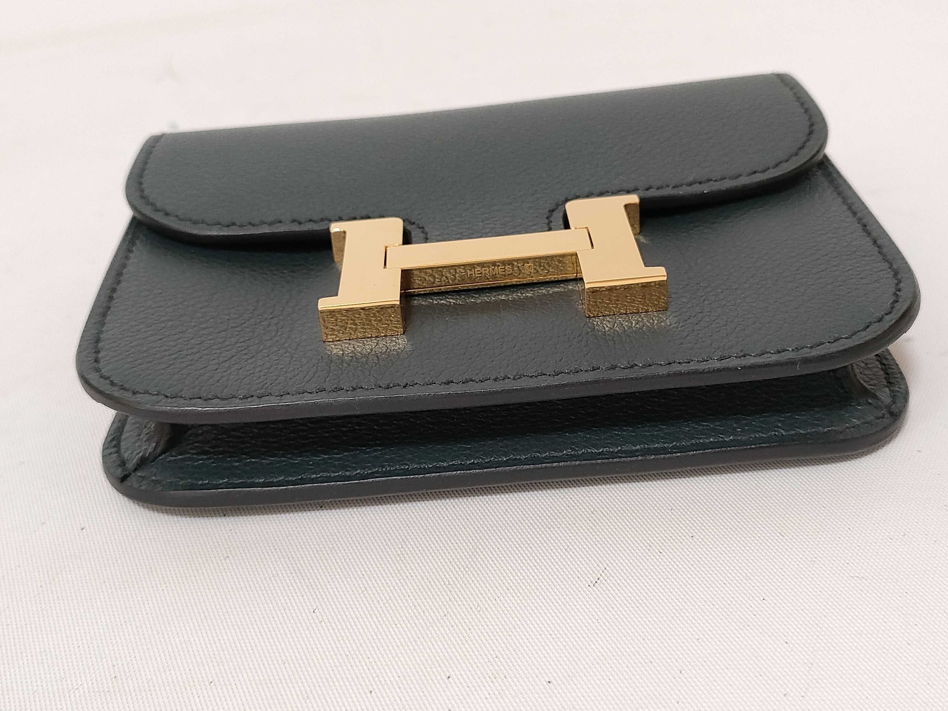 HERMES U Stamp Constance Slim Bicolor Epson Dark Green U Stamp AK 007 08 Wallet