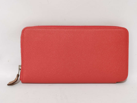 HERMES C Stamp Zippy Wallet Azap Long Silk-in Leather Orange C Stamp Wallet