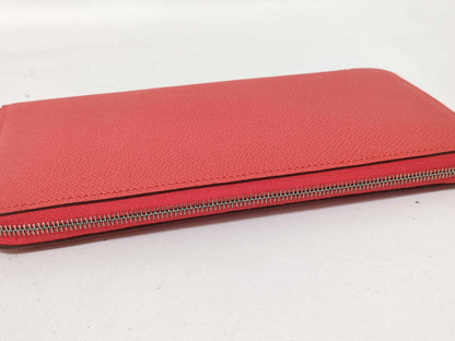 HERMES C Stamp Zippy Wallet Azap Long Silk-in Leather Orange C Stamp Wallet