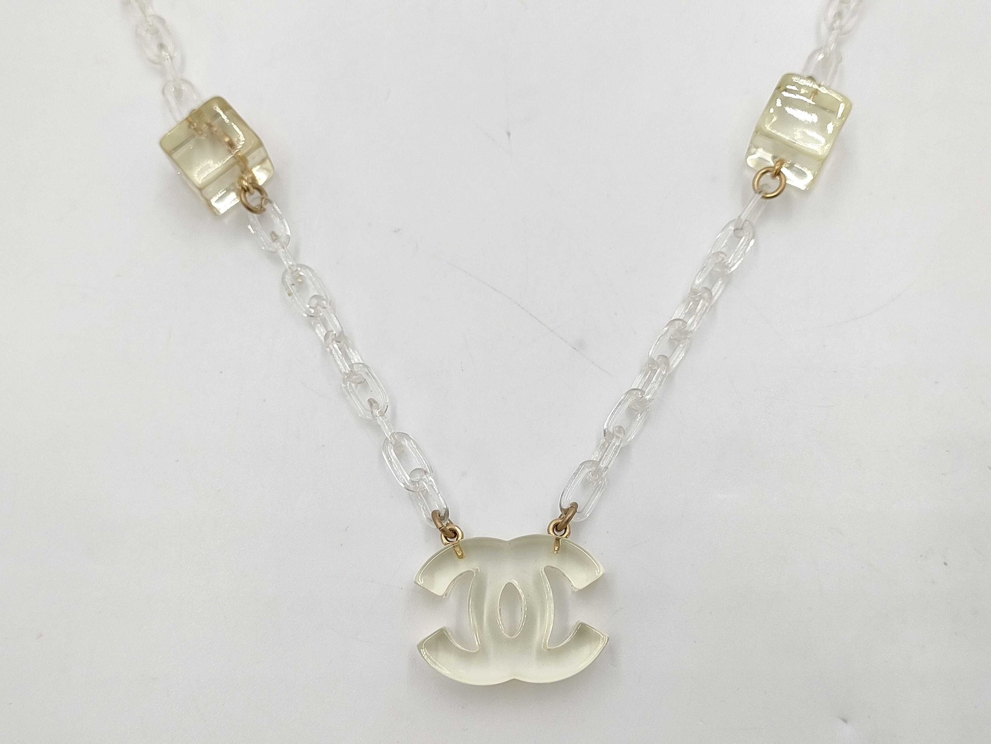 CHANEL Coco Mark Clear Cube 01P Necklace