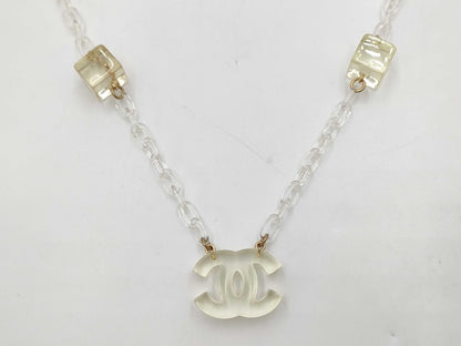 CHANEL Coco Mark Clear Cube 01P Necklace