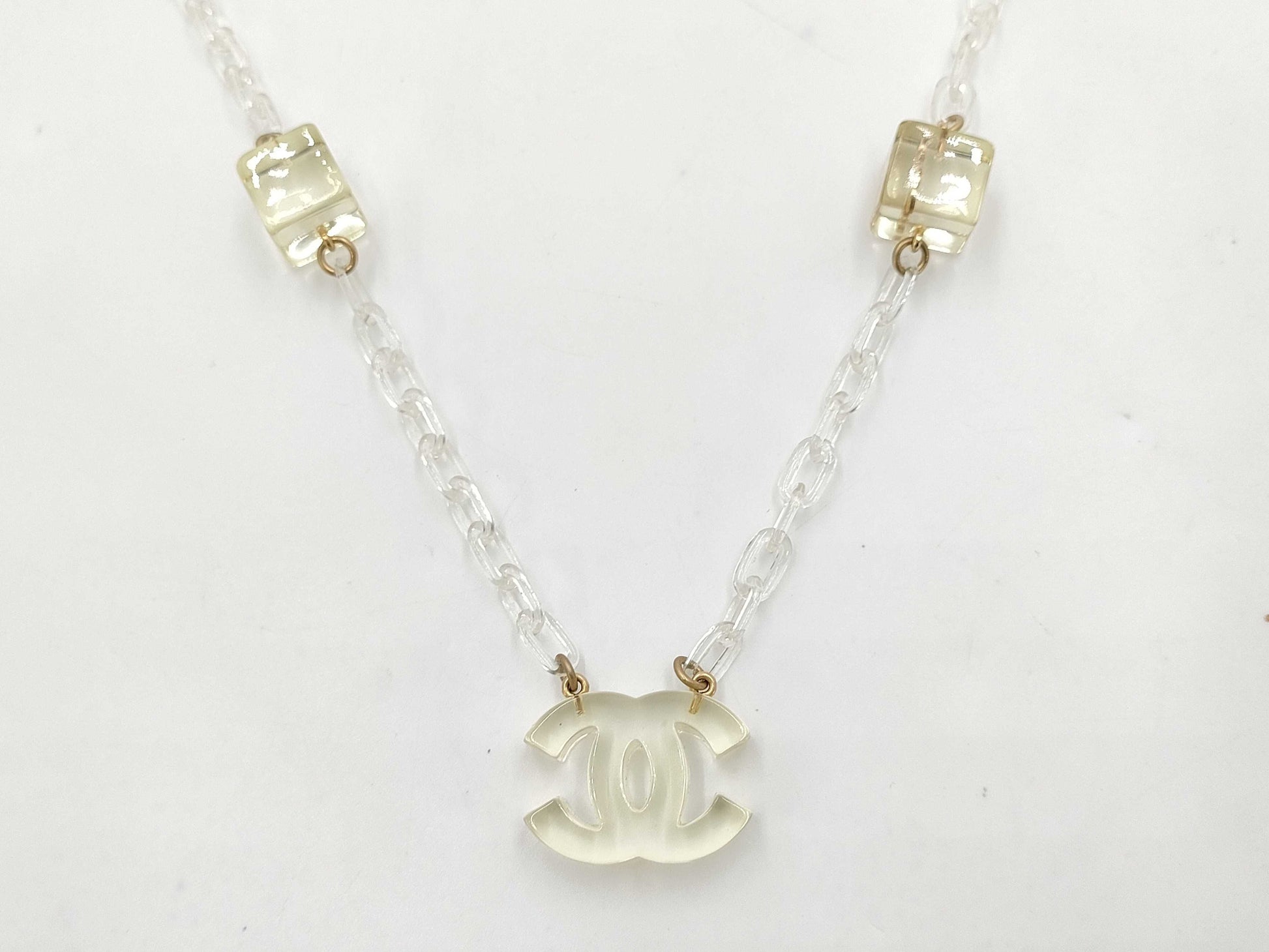 CHANEL Coco Mark Clear Cube 01P Necklace
