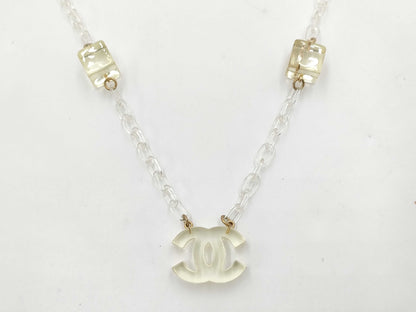 CHANEL Coco Mark Clear Cube 01P Necklace