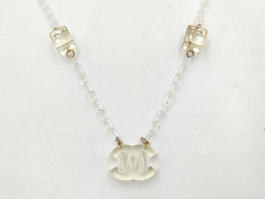 CHANEL Coco Mark Clear Cube 01P Necklace