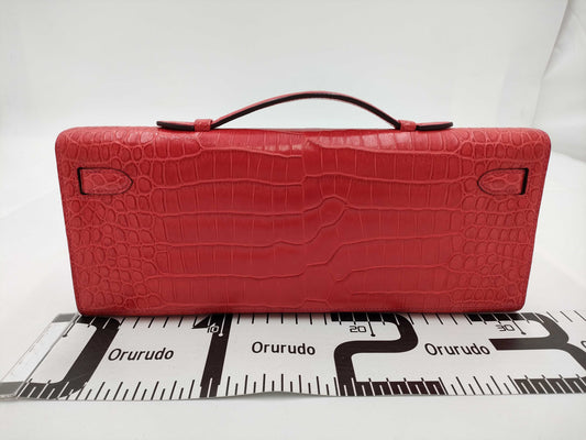 HERMES Kelly Cut Polosus Matte Handbag with X Stamp and Silver Hardware