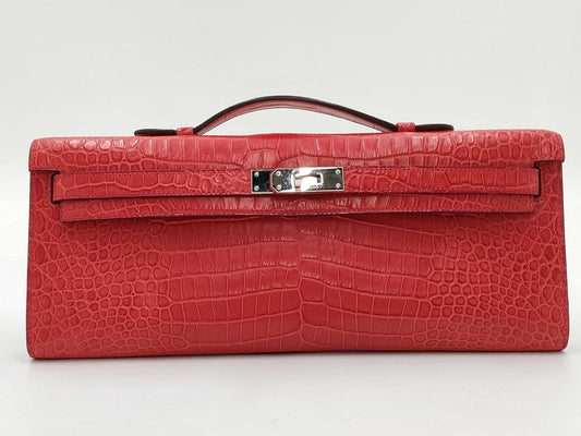 HERMES Kelly Cut Polosus Matte Handbag with X Stamp and Silver Hardware