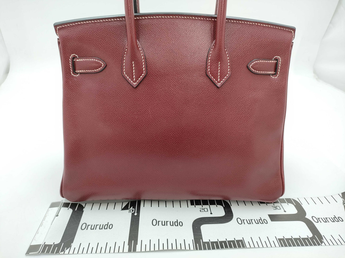 HERMES Birkin 30 Lise Bordeaux Handbag with E Stamp and Silver Hardware