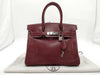 HERMES Birkin 30 Lise Bordeaux Handbag with E Stamp and Silver Hardware