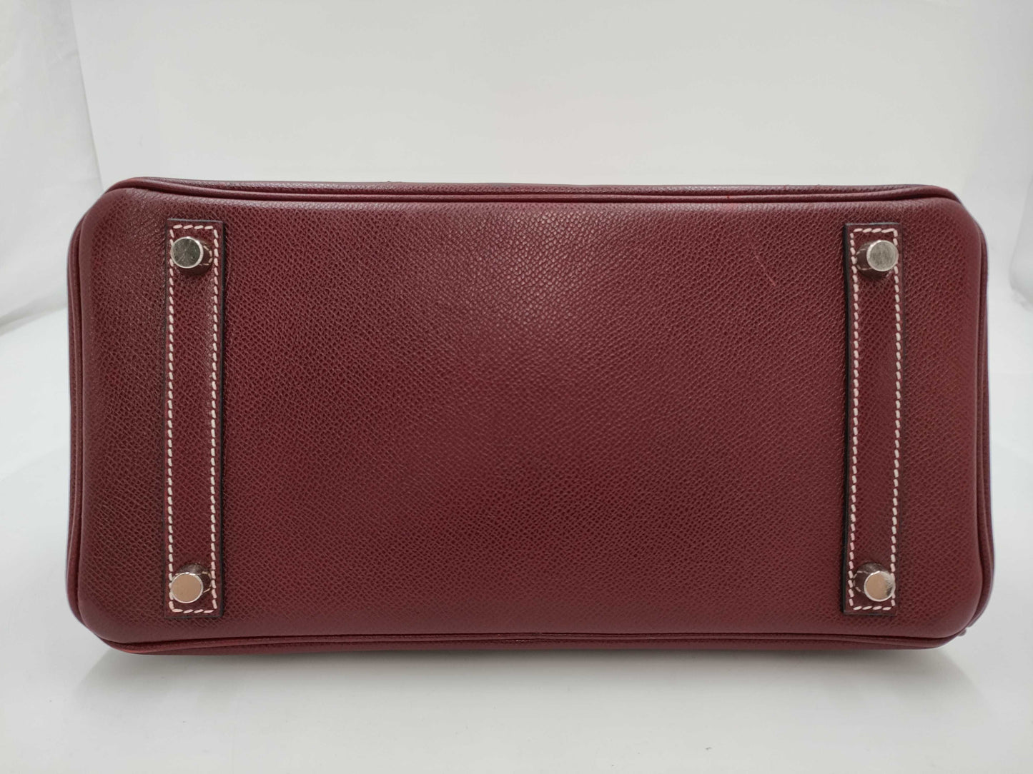 HERMES Birkin 30 Lise Bordeaux Handbag with E Stamp and Silver Hardware