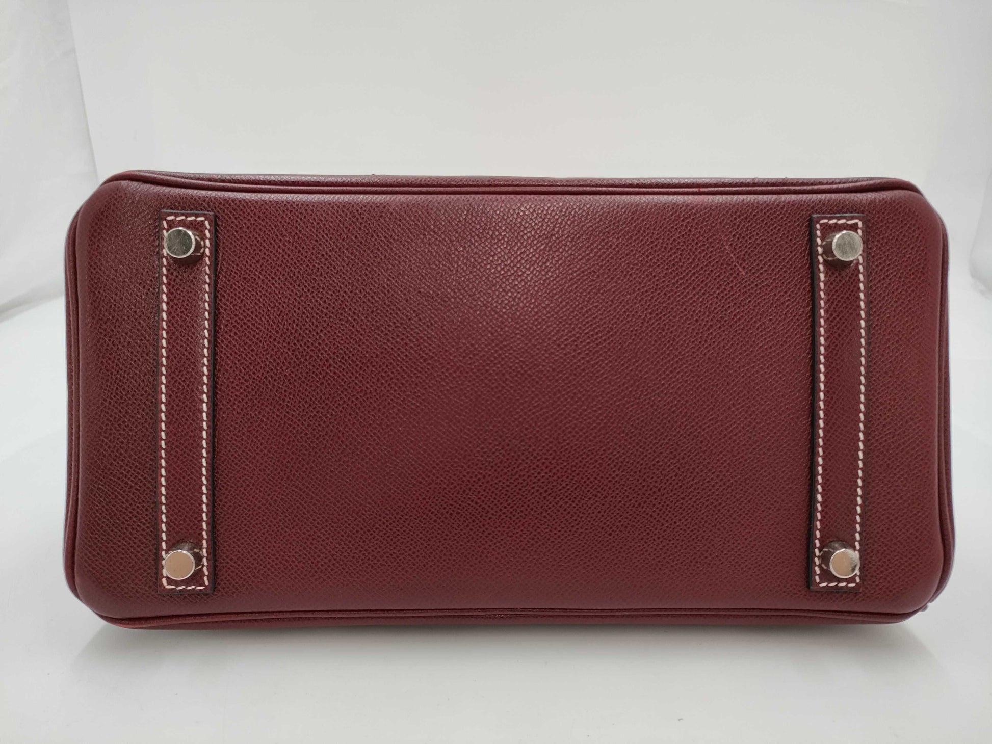 HERMES Birkin 30 Lise Bordeaux Handbag with E Stamp and Silver Hardware