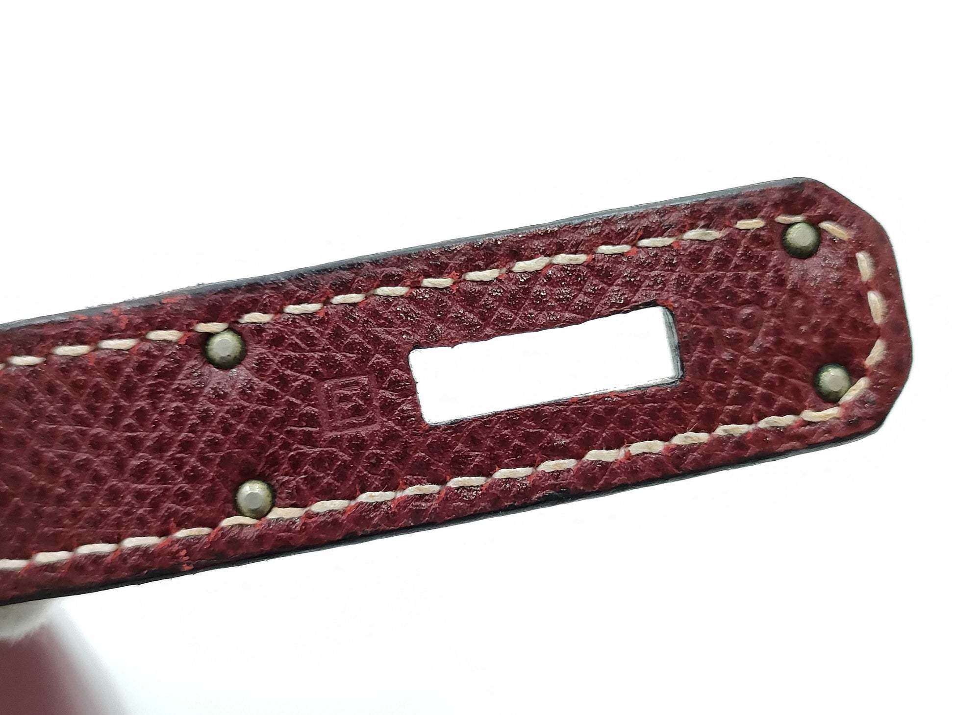 HERMES Birkin 30 Lise Bordeaux Handbag with E Stamp and Silver Hardware