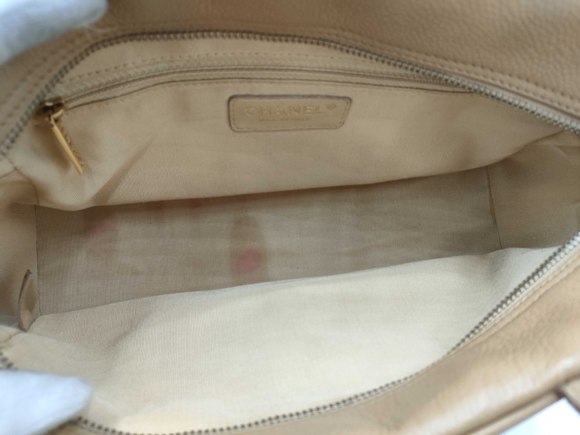 CHANEL Caviar Skin Matelasse Mini Boston Bag A20996 Beige 9105103 Handbag