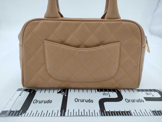 CHANEL Caviar Skin Matelasse Mini Boston Bag A20996 Beige 9105103 Handbag