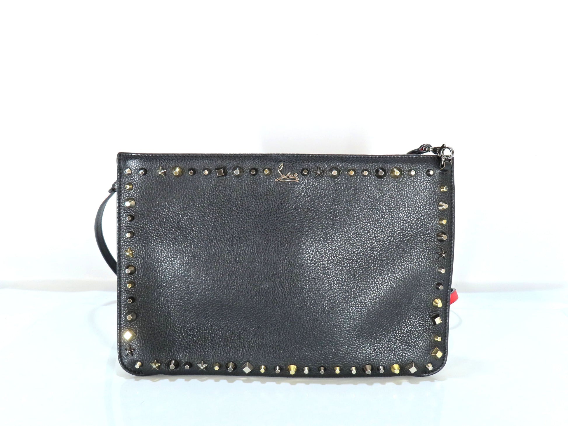 Christian Louboutin Studded Shoulder Bag/Clutch Bag in Black Leather