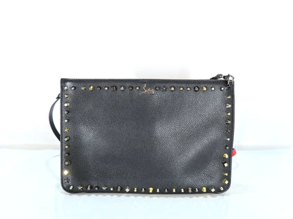 Christian Louboutin Studded Shoulder Bag/Clutch Bag in Black Leather