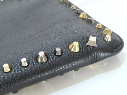 Christian Louboutin Studded Shoulder Bag/Clutch Bag in Black Leather