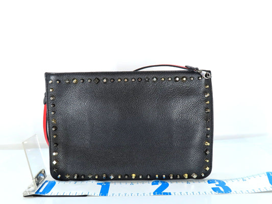 Christian Louboutin Studded Shoulder Bag/Clutch Bag in Black Leather