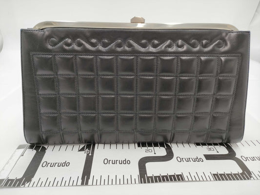 CHANEL Chocolate Bar Clasp Clutch Bag, Black, Rum, 6637681 Clutch Bag