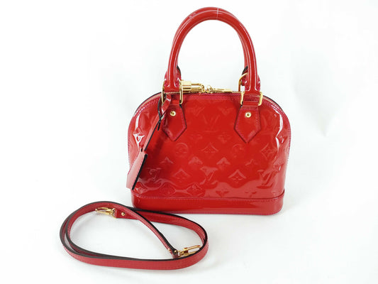 LOUIS VUITTON Vernis Louis Vuitton Alma BB Handbag with Serial Number