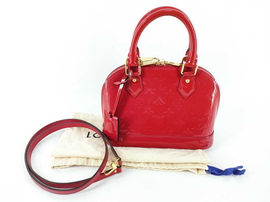 LOUIS VUITTON Vernis Louis Vuitton Alma BB Handbag with Serial Number
