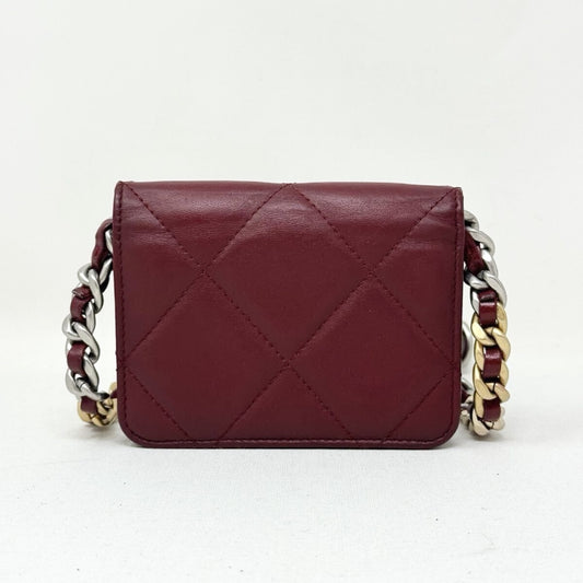 CHANEL CHANEL Mini Mini Matelasse Shoulder Bag, Chanel 19, Lambskin, Coco Mark, Chain Shoulder Wallet, Red, Shoulder Bag