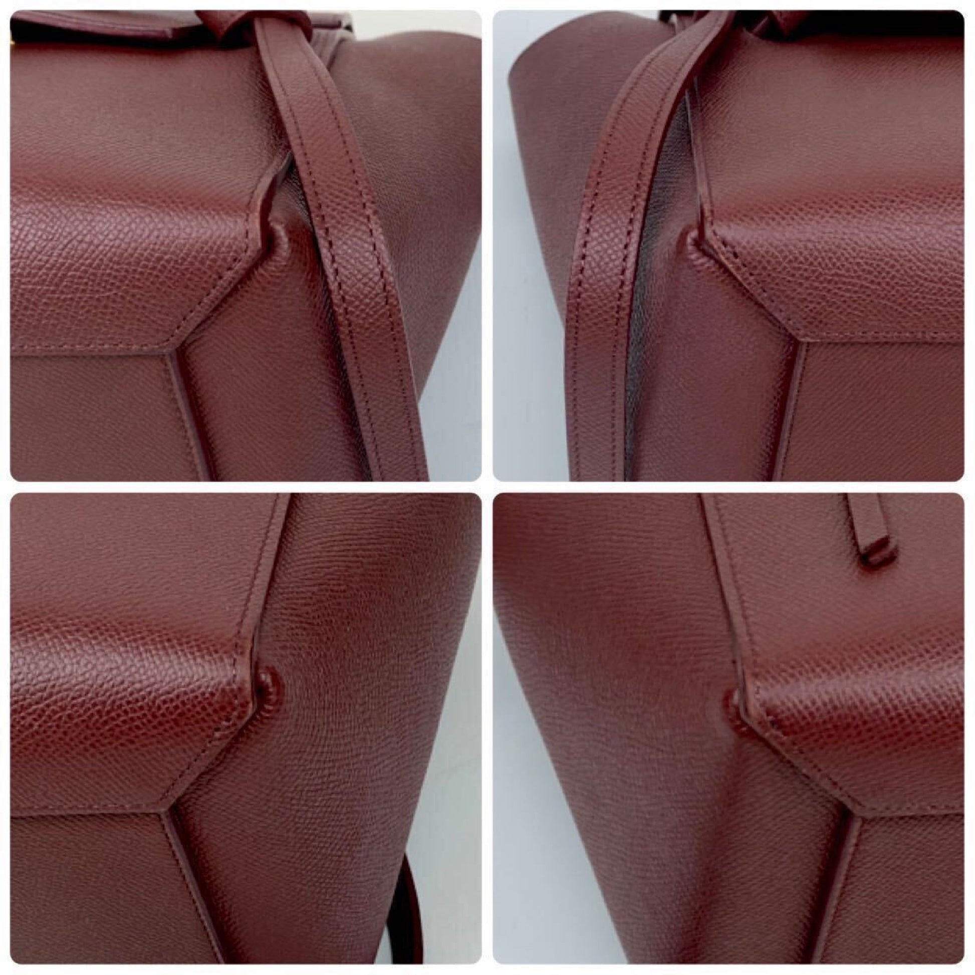 CELINE Mini Belt Bag, Limited Edition Color, 2-Way Handbag/Shoulder Bag, Bordeaux Leather with Gold Logo
