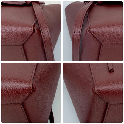 CELINE Mini Belt Bag, Limited Edition Color, 2-Way Handbag/Shoulder Bag, Bordeaux Leather with Gold Logo
