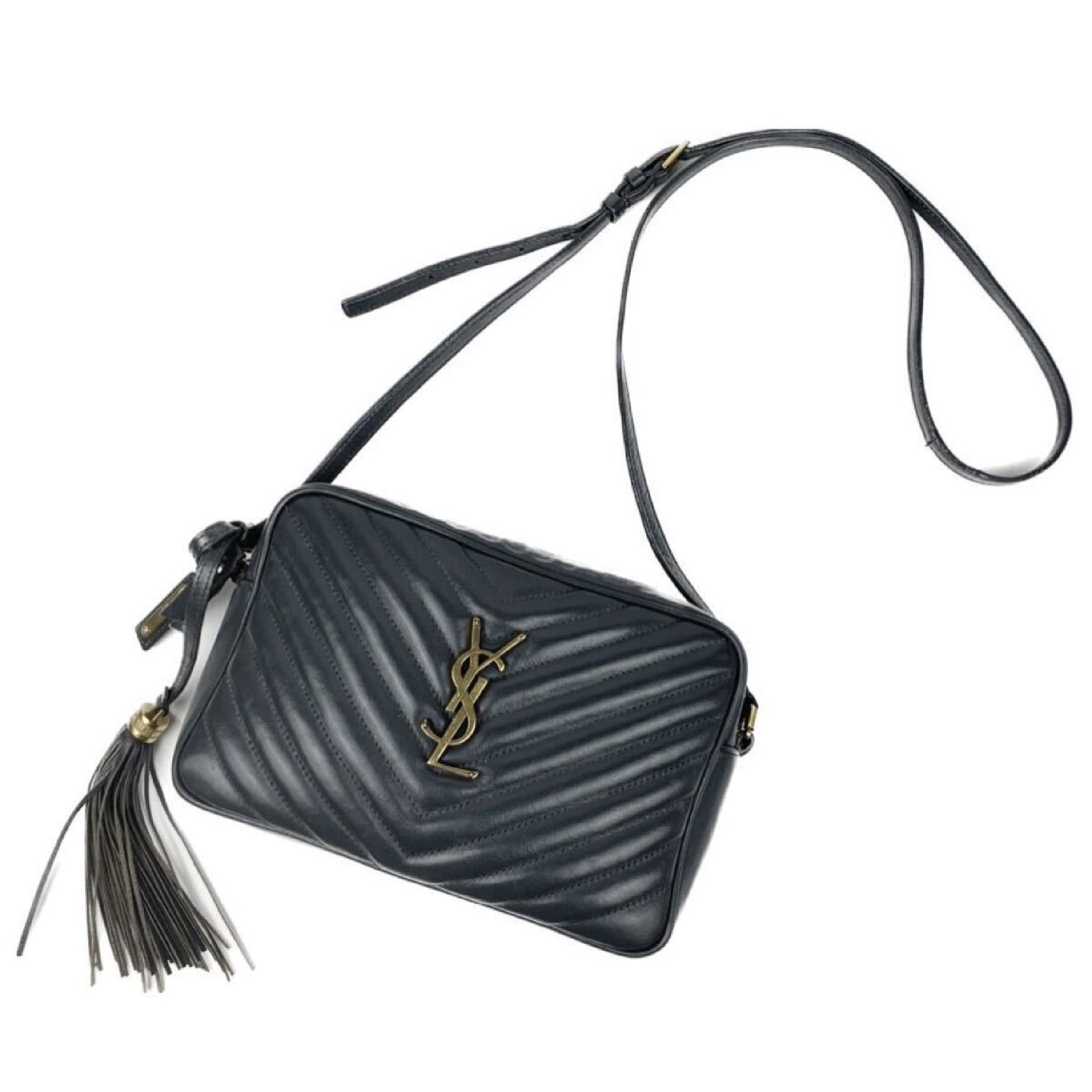 SAINT LAURENT YSL Cassandra Leather Shoulder Bag with Quilted Leather Tassel