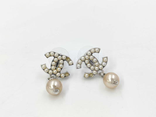 CHANEL CHANEL Coco Mark Dangle Pearl Earrings SV 05A Earrings