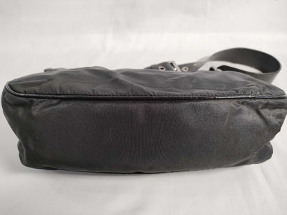 PRADA Nylon and Leather Shoulder Bag in Black