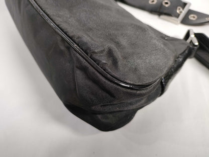 PRADA Nylon and Leather Shoulder Bag in Black