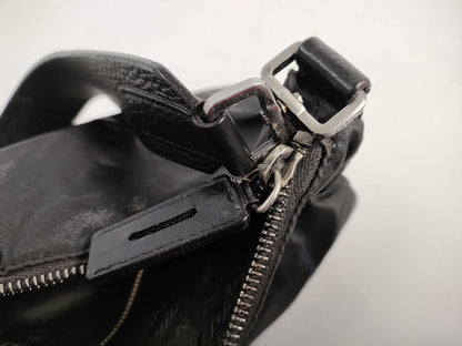 PRADA Nylon and Leather Shoulder Bag in Black
