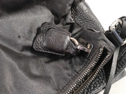 PRADA Nylon and Leather Shoulder Bag in Black