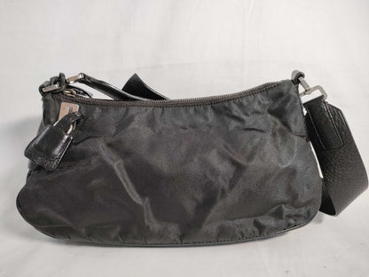 PRADA Nylon and Leather Shoulder Bag in Black