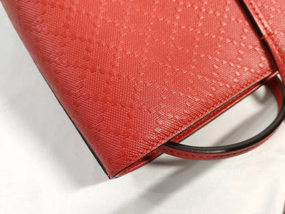 GUCCI Diamantellax Leather Tote Bag, Red