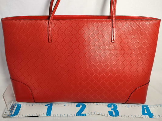 GUCCI Diamantellax Leather Tote Bag, Red