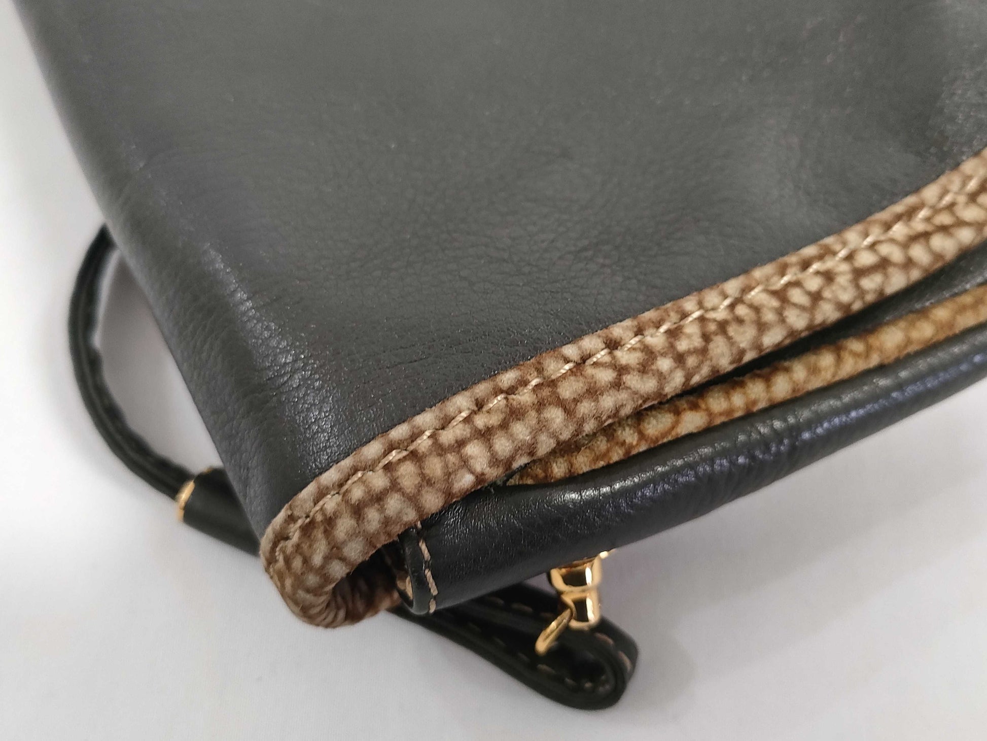 BORBONESE Shoulder Bag Leather Green Shoulder Bag