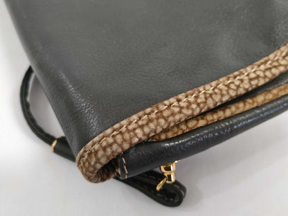BORBONESE Shoulder Bag Leather Green Shoulder Bag
