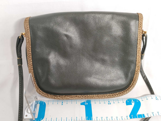 BORBONESE Shoulder Bag Leather Green Shoulder Bag
