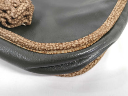 BORBONESE Shoulder Bag Leather Green Shoulder Bag