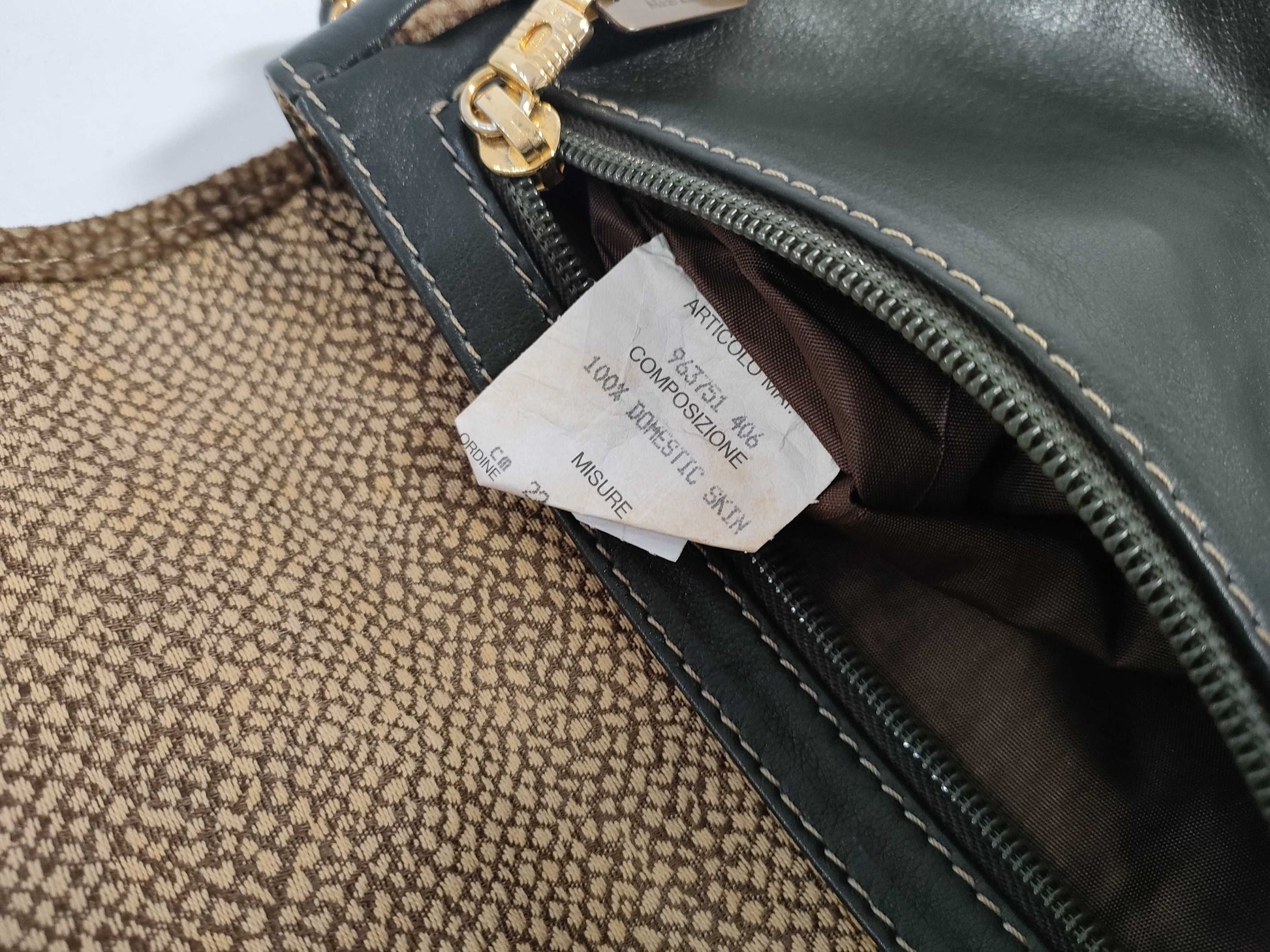 BORBONESE Shoulder Bag Leather Green Shoulder Bag