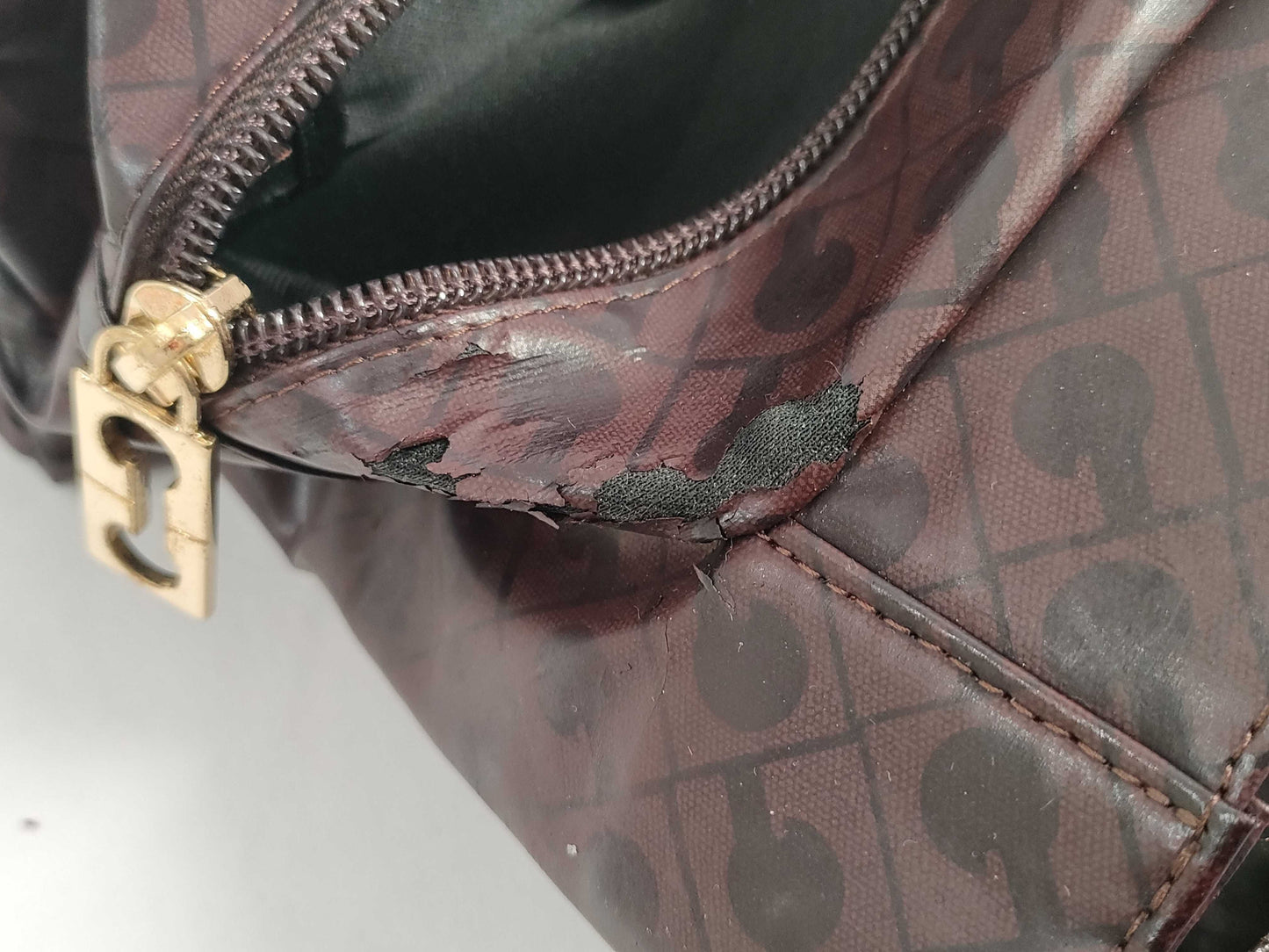GHERARDINI Softy Tote Bag, Handbag, Wine Red, Nylon and Leather Tote Bag