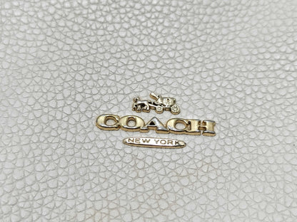COACH White Turnlock Chain One-Shoulder Leather Tote Bag